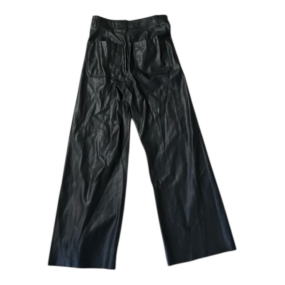 ZARA The Patch Pockets Marine Straight Faux Leather Pants BLACK 4 Ankle Crop - Picture 14 of 15